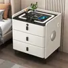 Mesita de noche inteligente, moderna y simple, multifuncional, carga inalámbrica, gabinete de almacenamiento inteligente, mueble lateral popular para apartamentos pequeños