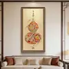 Nueva Pintura Decorativa para Vestíbulo Estilo Chino, Pintura Colgante de Calabaza de Fortuna y Prosperidad, Pintura de Nueve Peces para Atraer la Riqueza, Arte de Pared para Sala de Estar Mirando hacia la Puerta y el Pasillo