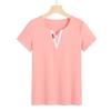 Sudadera de Manga Corta Estilo Coreano de Moda para Mujer, Cuello en V, Algodón, Cómoda y Elegante 6912, Primavera Temprana y Verano 2026