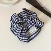 Goma para el pelo de cuadros estilo francés coreano para mujer, mano de obra pesada, encaje exquisito, coleta alta simple, accesorios para el pelo