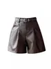 Shorts Casuales de Piel Sintética Negra para Mujer 2025 Otoño e Invierno Nuevo Estilo con un Diseño Elegante, Cintura Alta, Adelgazantes, Pantalones tipo Leggings de Pierna Ancha