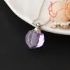 Botella de Cristal Morado, Botella de Cabello Fetal, Botella de Perfume con Aceite Esencial Incrustada de Diamantes, Collar, Tapa Retorcida, Botella Recargable, Colgante, Regalo de Cumpleaños