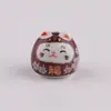 Gato de la Suerte Cerámico de Colores de 15 mm, Fortuna, Agujero Vertical, Cuentas Sueltas, DIY Hecho a Mano, Colgante para Coche, Accesorios Decorativos