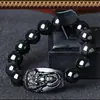 Pulsera de Buda de obsidiana imitación Bodhisattva Manshu estilo étnico Pulsera de cristal de círculo único para hombre conejo