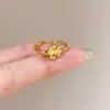 Anillo de Zirconia Diamantada Cepillada Estilo Mid-Century al por Mayor para Mujer, No se Desvanece, Lujo Ligero, Anillo Versátil para Dedo Índice Abierto, Nueva Joyería para Manos