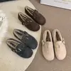 Zapatos Birkenstock aterciopelados para mujer, nuevos otoño e invierno 2026, estilo japonés retro, zapatos Birkenstock de suela blanda para mujer, zapatos peludos Lincoln Bo