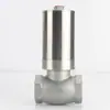 Válvula de asiento inclinado neumática de acero inoxidable 304 de alta temperatura con puerto roscado, válvula neumática de vapor, válvula de control automático Y controlada por aire