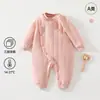 Mameluco Acolchado de Algodón para Bebés de Primavera y Otoño, Pelele de Algodón Puro Protector de Barriga, Traje Delgado de Algodón de Apertura Lateral para Primer Mes Gateo, Ropa de Casa