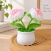Ramo Pequeño de Punto Transfronterizo en Maceta Regalo para el Día del Maestro Producto Terminado Hilo Girasol Flor Artificial Decoración de Escritorio