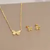 Colar e Brincos Borboleta Aço Titânio Banhado a Ouro Não Desbota Corrente da Clavícula Brincos Luxo Acessível Design de Nicho Acessórios de Alta Qualidade