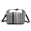 Tendência de Moda 2026 Design Listrado Palha Trançada Bolsa Pequena Quadrada de Ombro Único Elegante Bolsa Grande de Palha Trançada para o Dia a Dia para Mulheres