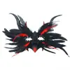 Halloween Nuevo Estilo Gótico Shawl Decorativo de Encaje con Plumas Máscara de Cuernos de Diablo Accesorios de Disfraz Cosplay