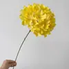 Nuevo Salón de Bodas Piso Arreglo Floral Apilado Hortensia de Cabeza Única Larga Tela de Seda Multicolor Hortensia Grande con Base de Hojas