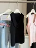 Chaleco de Punto de Seda Helada con Cuello Polo de Gama Alta para Mujer, Nuevo Estilo de Verano, Corte Ajustado, Sin Mangas, Top Exterior