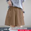 Verão Novo Estilo Coreano Cintura Alta Plus Size Solto Shorts Femininos Algodão Puro Versátil Preto Emagrecimento Versátil Bolso Calça Cargo