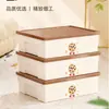 Caja de almacenamiento de escritorio, contenedor de almacenamiento de ropa, organizador de bocadillos y artículos varios, rectangular, PP engrosado con tapa, apilable, multifuncional