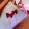 Pendientes de lazo de terciopelo rojo con ambiente de moda, temperamento femenino, flor dulce, borla larga, pendientes Joker al por mayor