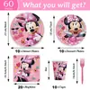 Sanyi Spot Rosa Tema Minnie Festa Suprimentos Descartáveis Fofo Rosa Menina Tema Festa Conjunto