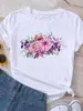 Camiseta Gráfica Ropa Café Leopardo Años 90 Verano