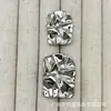 Botones metálicos rectangulares plisados para trajes, abrigos de punto de lana, botones decorativos simples y versátiles cosidos a mano