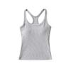 Estilo Pura Pasión Chica Atrevida Ajustado Deportivo Base Color Sólido Superior Femenino Sexy Cintura Alta Ombligo al Aire Camisola con Almohadillas