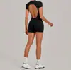 Conjunto de Yoga Otoño Semi-Cremallera Espalda Descubierta Jumpsuit de Fitness Baile Levanta Glúteos Ajustado Mono de Yoga Una Pieza 84057