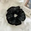 Goma para el pelo de alta gama con lunares y borde de cristal, Sujetador de pelo mullido y extragrande de doble capa, Accesorio para el pelo de malla suave para mujer