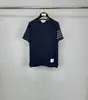 Ventas Directas de Fábrica Tb Verano Nuevo Rayas Rosas Cuello Redondo Manga Corta Camisetas Casuales y Cómodas de Algodón Puro para Hombres y Mujeres