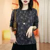 Otoño e Invierno Plata Salpicada Temperamento de Moda Top Pequeño Camiseta de Manga Larga para Mujer Primavera Ropa de Madre Hermoso Cálido Elegante Capa Base Superior