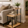 Mesita de noche, mesa auxiliar pequeña para sofá, mesita de noche simple, estante de almacenamiento para mesita de noche en casa de alquiler