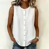 Camisa sin mangas de estilo bohemio para mujer, nueva moda europea y americana 2026, con botones frontales de una fila a un lado, top tipo chaleco holgado