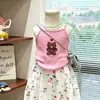 Conjunto de Verano para Niñas 2026 Nuevo Modelo Camisola Rosa de Oso Infantil Pantalones con Dibujos Animados y Anti-Mosquitos Conjunto de Dos Piezas