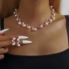 Collar y pendientes de perlas y diamantes de imitación, muy populares en AliExpress. Ideales para combinar con todo, collar, cadena y accesorios de vestir.