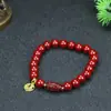 Novo Estilo Chinês Tendência Nacional Fivela da Paz Pulseira de Lótus Moda Feminina Elegante Retrô Pulseira Dourada com Areia Roxa Joias Pulseira de Cinábrio