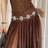 Corrente de Cintura de Metal para Mulheres com Design Floral Vazado, Adequada para Vestidos, Decoração de Corrente, Cinto Versátil Estilo Étnico Vintage