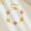 Pulseira de Joia Flor de Cinco Pétalas Inoxidável Antidescolorante, Joia de Mão, Venda Quente Transfronteiriça, Estilo Simples para o Dia a Dia, Design Levemente Luxuoso e Elegante