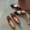 Versão em Pele de Ovelha~Sapatos de Trabalho Retrô Franceses, Estilo Mary Jane, Sapatos de Salto Baixo Femininos e Versáteis para o Dia a Dia