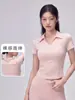 Polo de yoga para mujer, manga corta, ligero, secado rápido, alta elasticidad, adecuado para entrenamiento de Pilates, efecto adelgazante, camiseta deportiva