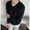 Suéter de Tricô com Gola Listrada Estilo Maduro para Homens, Estilo High-End Old Money, Versátil, Confortável, Simples, Casual, Blusa de Manga Longa