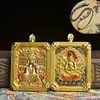 Collar con Colgante Thangka Tridimensional de Doble Cara al por Mayor Montaña Wutai Dragón Cinco Señores Ocho Grandes Dioses Guardianes Colgante Chapado Conservador de Color