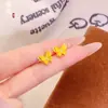 Brincos de Roda da Fortuna Céu Estrelado Banhados a Ouro Estilo Novo para Mulheres, Luxo Leve, Alta Qualidade, Versátil, com Borboleta de Strass Joia de Orelha Exquisita