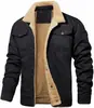 [En Stock para Entrega Rápida] Chaqueta de Hombre Otoño e Invierno Transfronteriza con Forro Polar Algodón Ropa de Trabajo Chaqueta Casual Chaqueta de Hombre Negra