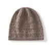 Gorro de punto jacquard calado, nuevo estilo otoño/invierno, 100% cachemira pura, cálido y protege los oídos, color liso, gorro versátil