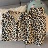Pijama de leopardo coreano de alta qualidade feminino primavera manga longa moda doce e picante desenho animado solto cardigan roupas de casa terno atacado