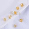 Paquete de oro de 14K color dorado 6 mm toroide hueco de doble cara Loto hombre pequeño cuenta de cintura hecha a mano tapa superior de doble toroide
