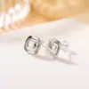 Yilu Plata S925 plata pura chapado en oro estilo coreano moda personalidad geométrico cuadrado brillante simple pendientes de uso diario joyería de plata