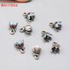 Plata de ley S925 ágata roja del sur clip colgante cierre accesorios retro hacer viejo doble anillo accesorios materiales hechos a mano DIY