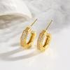 Europa y Estados Unidos aretes de moda de personalidad de circonita geométrica en forma de C de venta caliente para mujer, nicho de lujo ligero, aretes hexagonales huecos, joyería