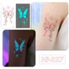 Nuevas Pegatinas de Tatuaje Luminosas Azules Transfronterizas de Ruika Long con un Toque de Alta Gama, Pegatinas de Tatuaje con Patrón de Rosa para la Clavícula, Fábrica