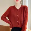 Nueva colección otoño/invierno 2026: Suéter de punto para mujer de manga larga con diseño de trenza retorcida, hecho de seda de morera y cachemira, con un corte holgado y versátil